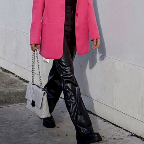 BLACK PU LEATHER PALAZZO PANTS - Picture 8 of 8